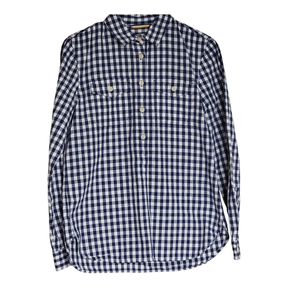 L.L Bean Women's Signature Woven Checked Blue White Shirt Size XS